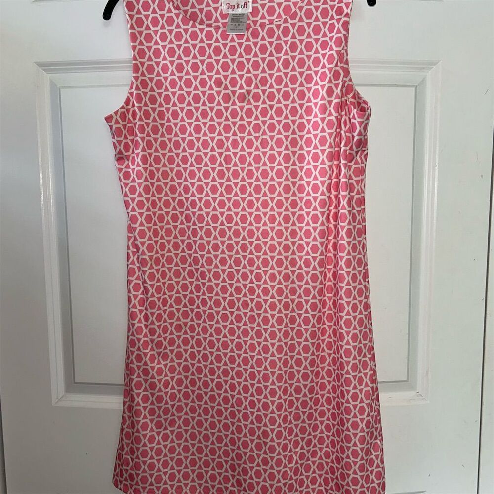 Top it Off Women's Pink Geometric Sleeveless Sheath Dress Size L